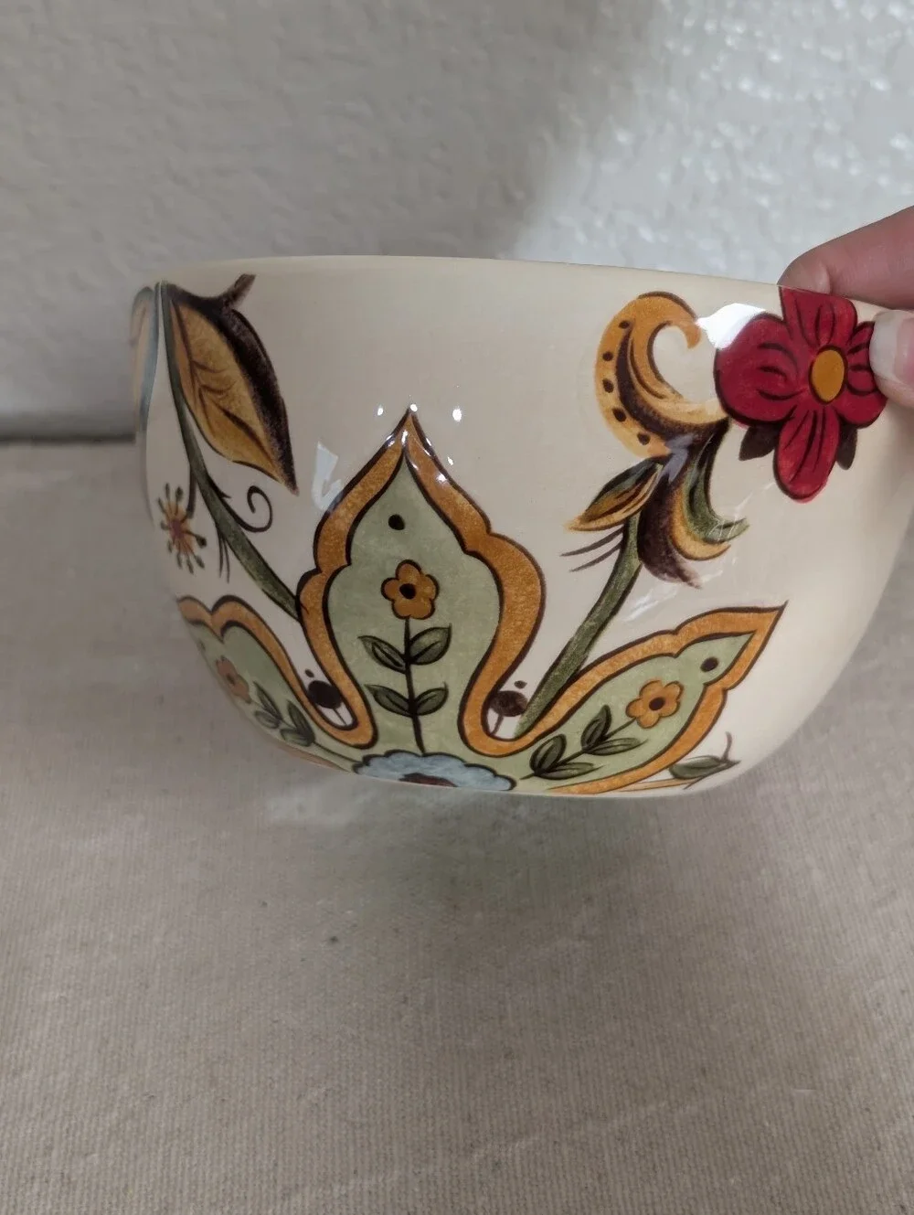 Pier 1 Imports Carynthum Hand Painted Earthenware Soup/Cereal Bowl 6